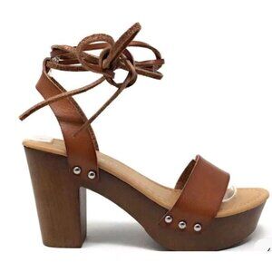 Madden Girl Womens Leo Platform Dress Sandals Cognac Leather Size 6.5 M US